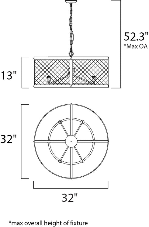 Maxim Palladium Chandelier in Black Natural Aged Brass Finish Model: 20114BKNAB