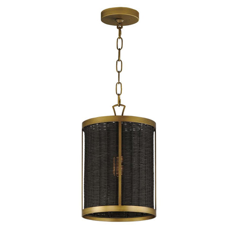 Maxim Rattan Single Pendant in Natural Aged Brass Finish Model: 14461BRNAB