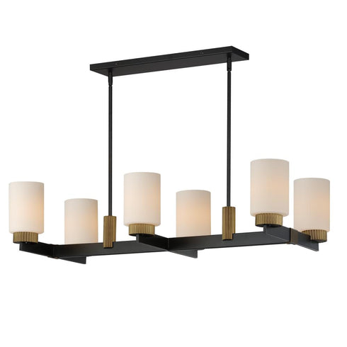 Maxim Ruffles Linear Pendant in Black / Antique Brass Finish Model: 32656SWBKAB