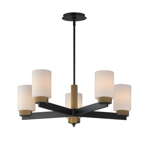 Maxim Ruffles Single Tier Chandelier in Black / Antique Brass Finish Model: 32655SWBKAB