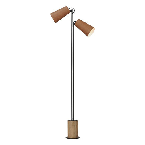 Maxim Scout Floor Lamp in Weathered Wood / Tan Leather Finish Model: 10099WWDTN