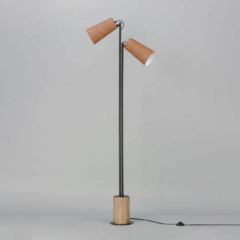 Maxim Scout Floor Lamp in Weathered Wood / Tan Leather Finish Model: 10099WWDTN