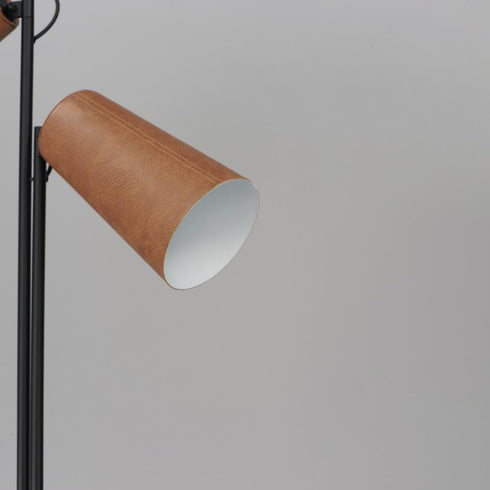 Maxim Scout Floor Lamp in Weathered Wood / Tan Leather Finish Model: 10099WWDTN