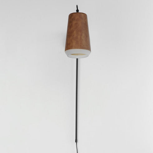 Maxim Scout Wall Sconce in Weathered Wood / Tan Leather Finish Model: 10096WWDTN