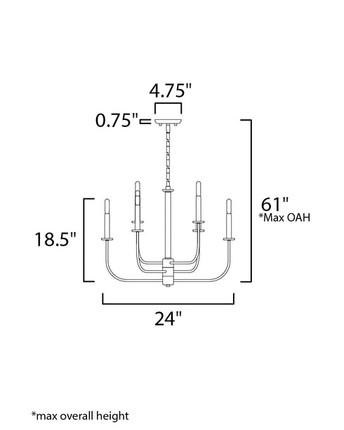 Maxim Wesley Chandelier in Black Satin Nickel Finish Model: 10326BKSN