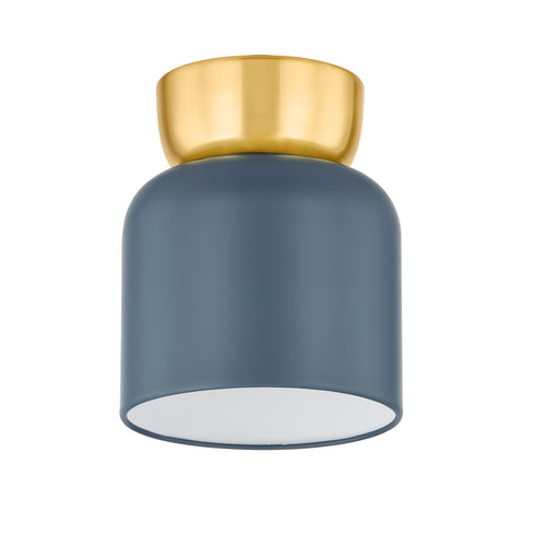 Mitzi Batya Flush Mount in Aged Brass/Slate Blue Finish Model: H890501S-AGB/SBL