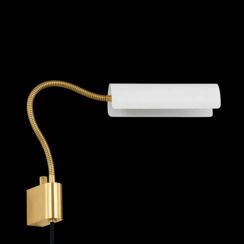 Mitzi Cassandra Plug In Sconce in Aged Brass/Soft White Finish Model: HL842101-AGB/SWH