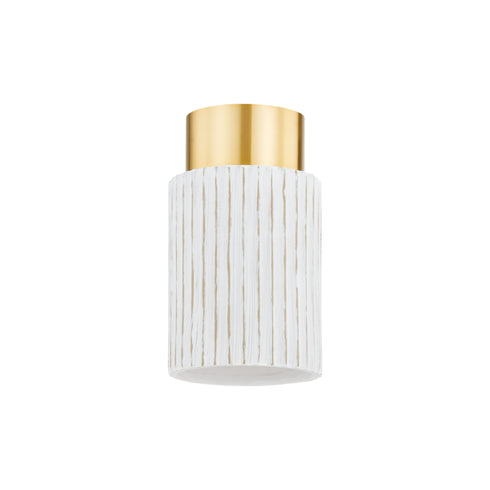 Mitzi Corissa Flush Mount in Aged Brass / Ceramic Whitewash Bisque Finish Model: H830501-AGB/CWB