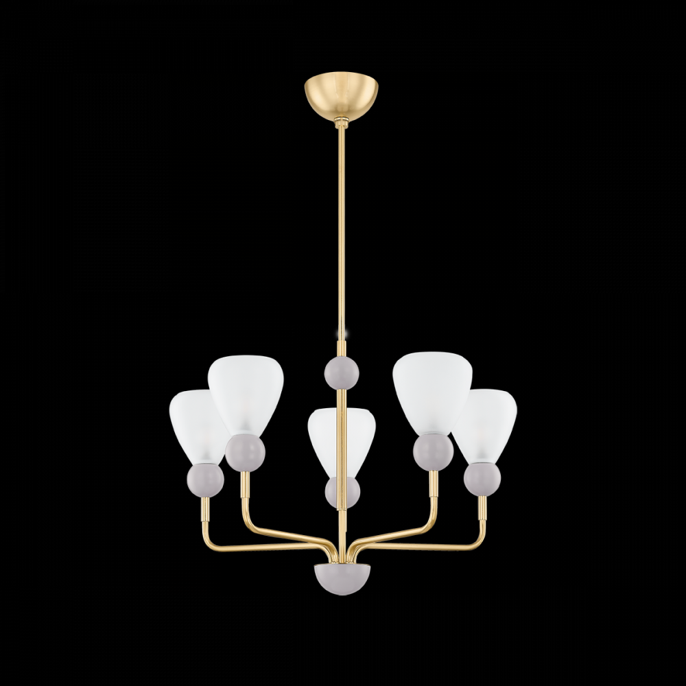 Mitzi Doreen Chandelier in Aged Brass/Soft Peignoir Finish Model: H904 ...