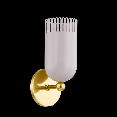 Mitzi Liba Wall Sconce in Aged Brass/Soft Peignoir Finish Model: H884101-AGB/SPG