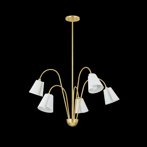 Mitzi Lila Chandelier in Gold Leaf/Textured On White Combo Finish Model: H852805-GL/TWH