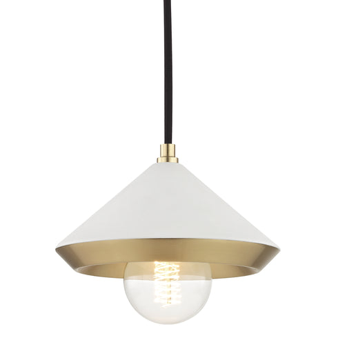 Mitzi Marnie Pendant in Aged Brass Soft Off White Finish Model: H139701S-AGB/WH