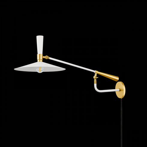 Mitzi Milena Wall Sconce in Aged Brass/Soft Cream Finish Model: HL906101-AGB/SCR