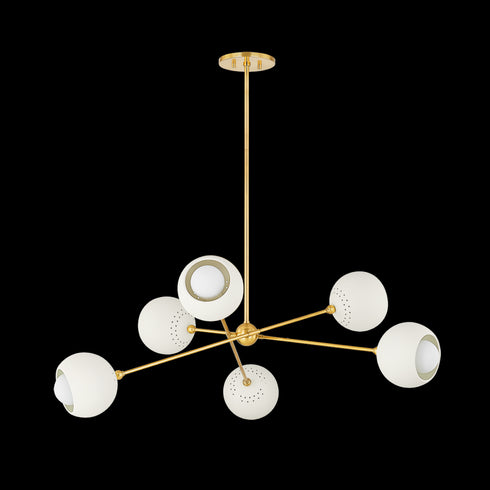 Mitzi Saylor Chandelier in Aged Brass/Soft Cream Finish Model: H832806-AGB/SCR