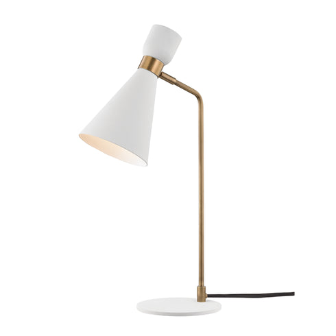 Mitzi Willa Table Lamp in Aged Brass / Soft Off White Finish Model: HL295201-AGB/WH
