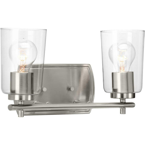 Progress Adley P300155 009 2 60 Watt MED BATH BRACKET in Brushed Nickel Finish Model: P300155-009