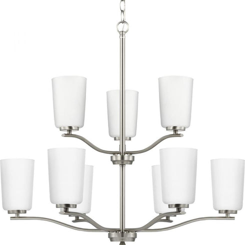 Progress Adley P400351 009 9 Light CHANDELIER in Brushed Nickel Finish Model: P400351-009