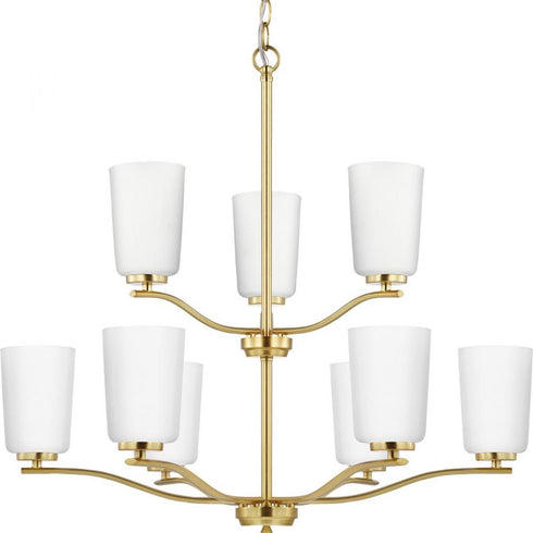 Progress Adley P400351 009 9 Light CHANDELIER in Brushed Nickel Finish Model: P400351-009