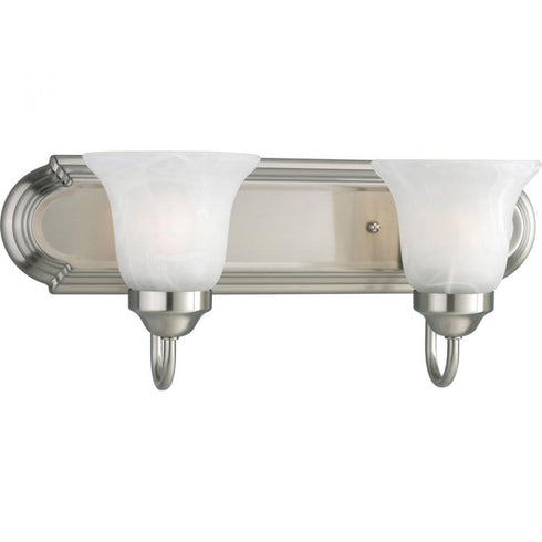 Progress Alabaster Glass P3052 09 2 100 Watt MED BATH BAR in Brushed Nickel Finish Model: P3052-09
