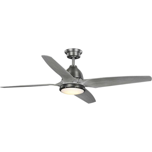 Progress Alleron P250009 081 30 56IN 4 BLADE FAN With LGT in Antique Nickel Finish Model: P250009-081-30