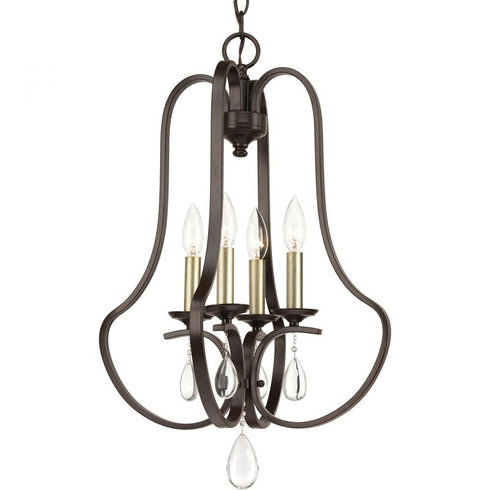 Progress Anjoux Four Light Pendant in Antique Bronze Finish Model: P500099-020