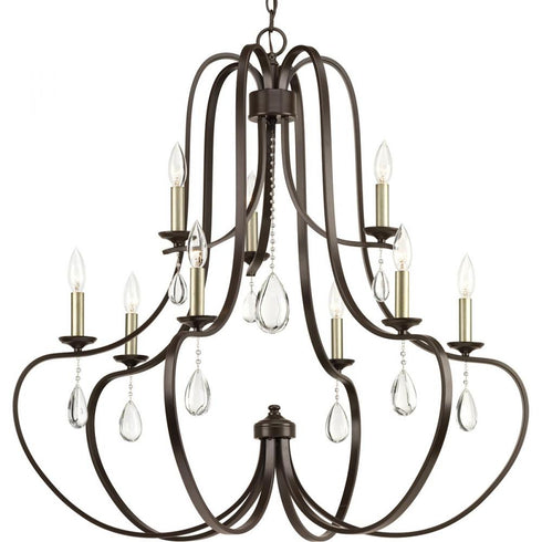 Progress Anjoux Nine Light Chandelier in Antique Bronze Finish Model: P400088-020