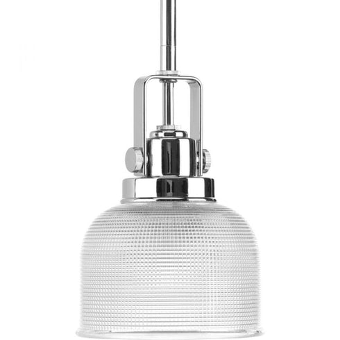 Progress Archie Collection One Light in Polished Chrome Double Prismatic Glass Coastal Mini Pendant Light Model: P5173-15