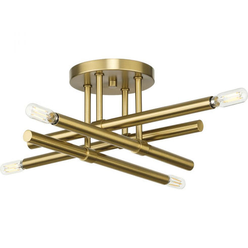Progress Arya P350257 191 4 Light SEMI FLUSH in Brushed Gold Finish Model: P350257-191