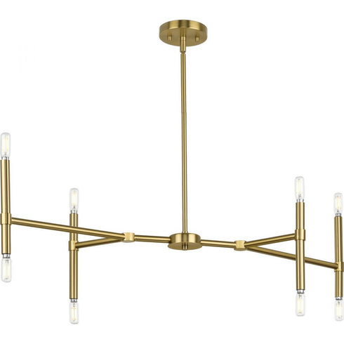 Progress Arya P400338 191 8 Light LINEAR CHAND in Brushed Gold Finish Model: P400338-191