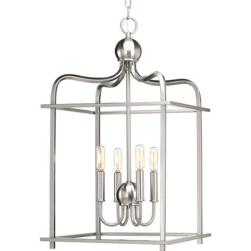 Progress Assembly Hall P500036 009 4 60 Watt CAND PENDANT in Brushed Nickel Finish Model: P500036-009