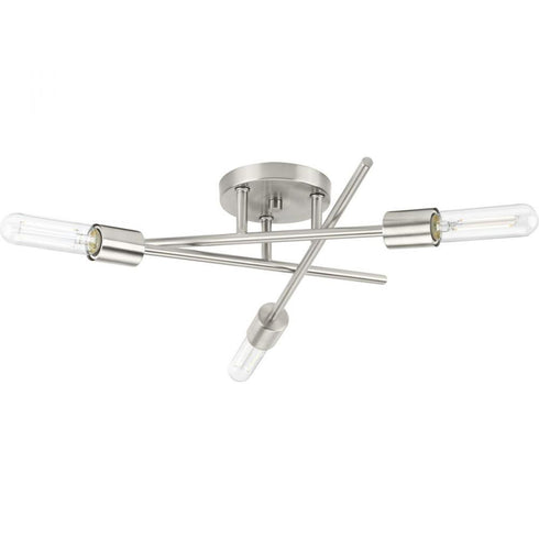 Progress Astra P350225 009 3 Light SEMIFLUSH in Brushed Nickel Finish Model: P350225-009