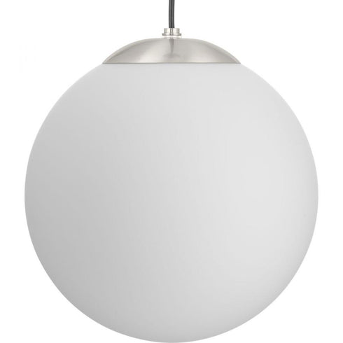 Progress Atwell Collection in Brushed Nickel and Opal Glass Globe Large Hanging Pendant Light Model: P500463-009