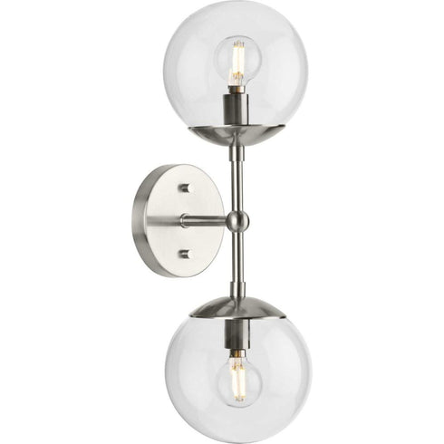 Progress Atwell P710114 009 2 Light WALL SCONCE in Brushed Nickel Finish Model: P710114-009