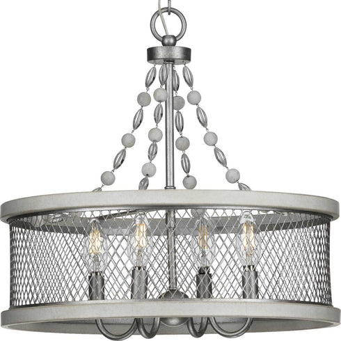 Progress Austelle Collection Four Light in Galvanized Finish Farmhouse Chandelier Light Model: P400204-141