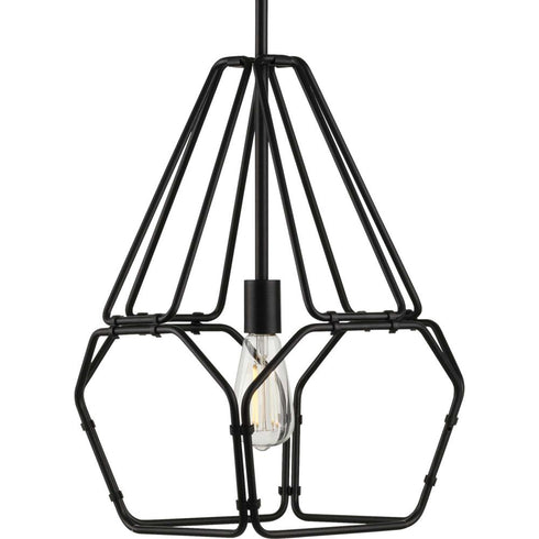 Progress Ballinger 1 Light P500220 031 1 100 Watt MED PENDANT in Matte Black Finish Model: P500220-031