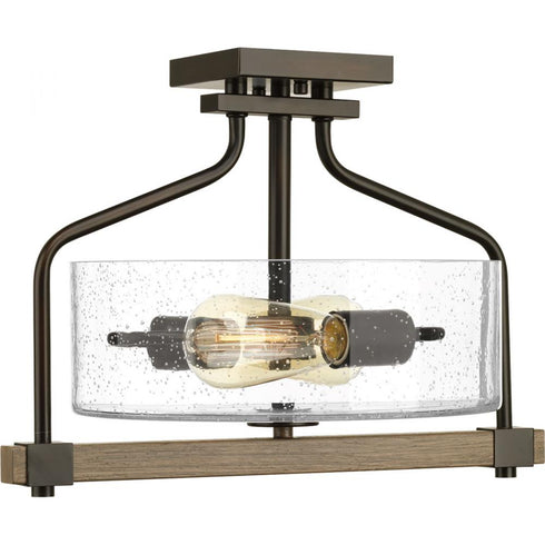 Progress Barnes Mill P350059 020 3 75 Watt MED SEMI FLUSH in Antique Bronze Finish Model: P350059-020