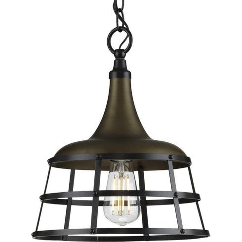 Progress Bastille P500236 030 1 60 Watt MED PENDANT in White Finish Model: P500236-030