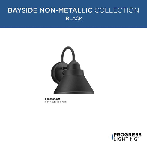 Progress Bayside Non-Metallic Bayside Collection One Light Non Metallic in Black Outdoor Wall Lantern Model: P560363-031