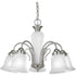 Progress Bedford Collection Five Light in Brushed Nickel Etched Alabaster Glass Traditional Chandelier Light Model: P4391-09