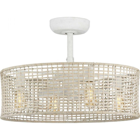 Progress Belva P250068 151 WB 4 Light LED CEILING FAN in Cottage White Finish Model: P250068-151-WB