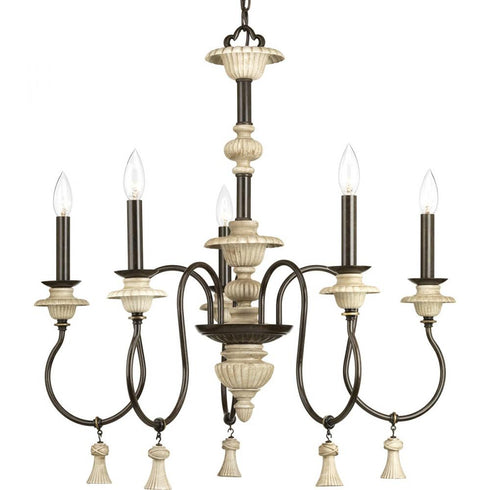 Progress Bergamo Five Light Chandelier in Forged Bronze Finish Model: P400068-077