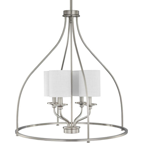 Progress Bonita Collection Four Light in Brushed Nickel Foyer Chandelier Model: P500285-009