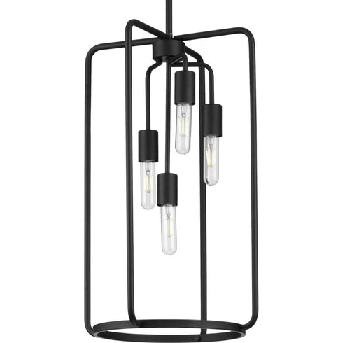 Progress Bonn P500224 031 4 60 Watt CAND PENDANT in Matte Black Finish Model: P500224-031