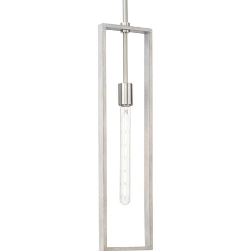 Progress Boundary Collection One Light in Brushed Nickel Grey Washed Oak Modern Pendant Model: P500444-009