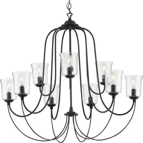 Progress Bowman P400196 031 9 60 Watt CAND CHANDELIER in Matte Black Finish Model: P400196-031