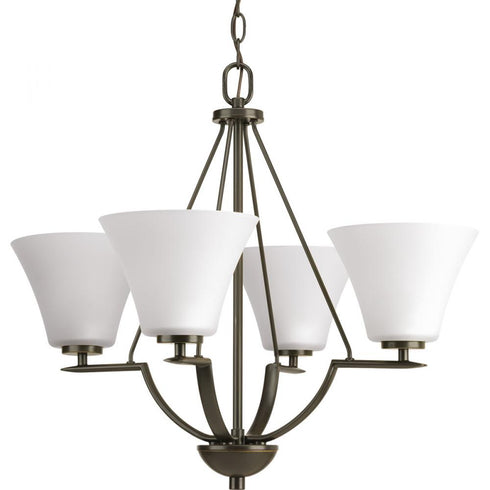 Progress Bravo P4622 09 4 100 Watt MED CHANDELIER in Brushed Nickel Finish Model: P4622-09