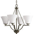 Progress Bravo P4622 09 4 100 Watt MED CHANDELIER in Brushed Nickel Finish Model: P4622-09