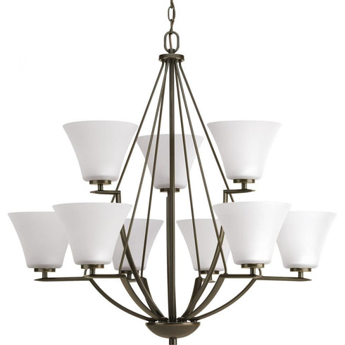 Progress Bravo P4625 09 9 100 Watt MED CHANDELIER in Brushed Nickel Finish Model: P4625-09