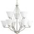 Progress Bravo P4625 09 9 100 Watt MED CHANDELIER in Brushed Nickel Finish Model: P4625-09
