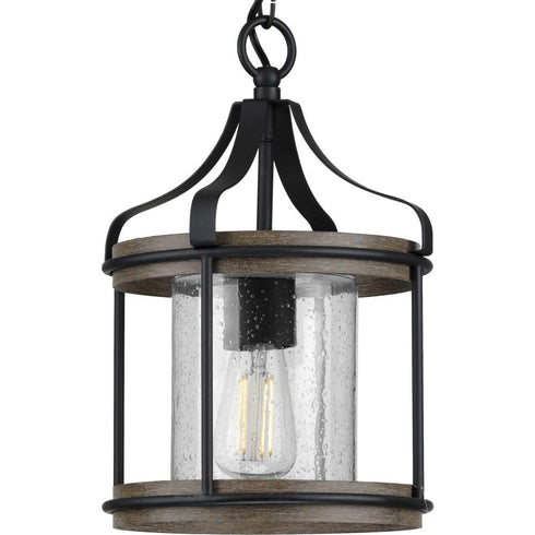 Progress Brenham P500234 031 1 100 Watt MED PENDANT in Matte Black Finish Model: P500234-031